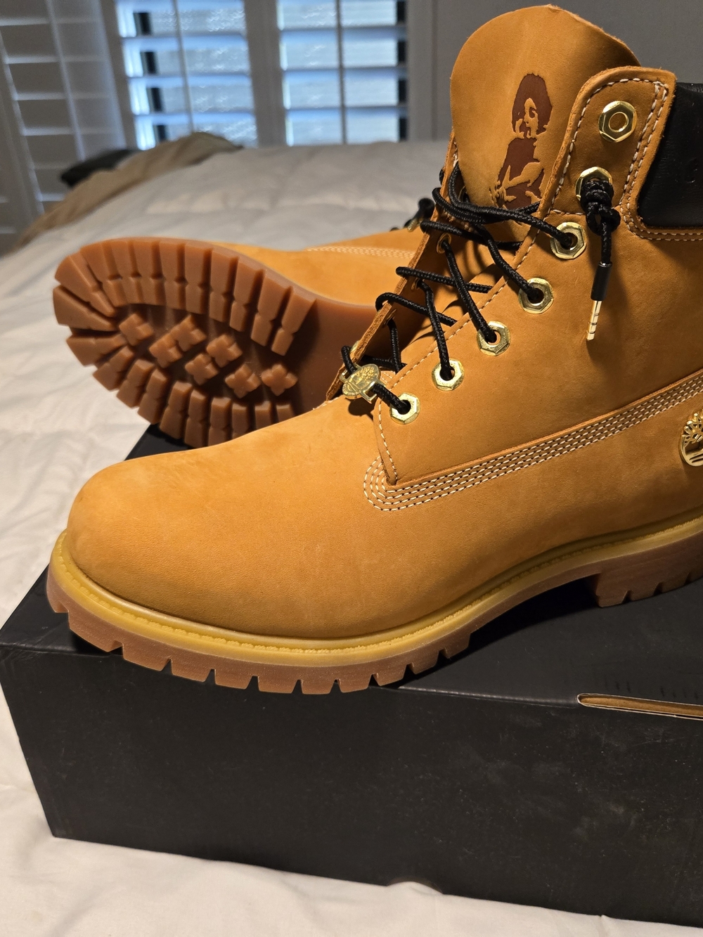 Notorious BIG LimitedTimberland Wheat Nubuck LaceUp Work Boots with Black Collar